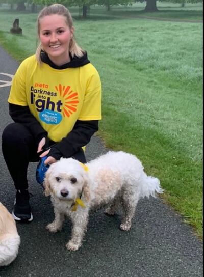 Lisa Bailey with her dog Kobie. She is taking part of the marathon in memory of her mother Kim, who died last February. Lisa is fundraising for Pieta House.