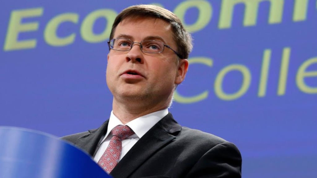 European Commission vice-president Valdis Dombrovskis: confirmed Italy and Belgium would not be placed into ‘excessive deficit procedure’. Photograph: Francois Lenoir/Reuters
