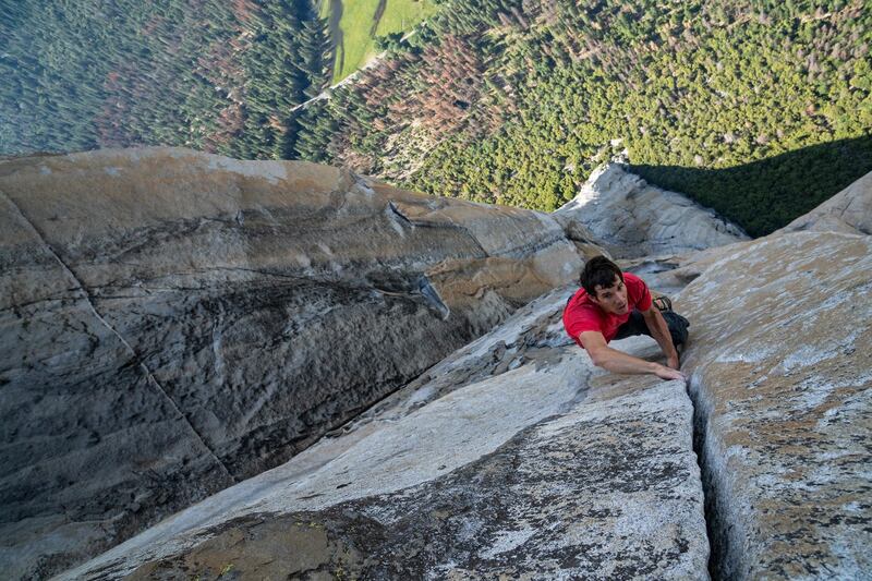 Alex Honnold nears the top of El Capitan. Photograph: Jimmy Chin/National Geographic