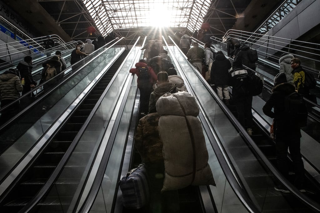 A migrant worker in Beijing. China’s rapid economic development over the past 40 years has seen a mass migration from rural areas into cities. Photograph: Gilles Sabrie/New York Times