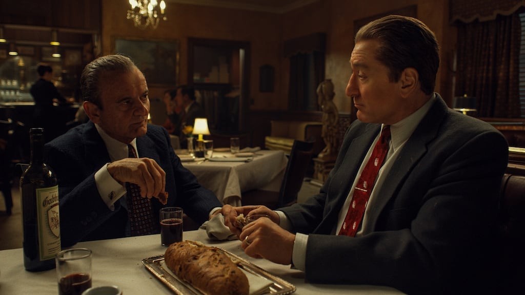 Joe Pesci as Russell Bufalino and Robert De Niro as Frank Sheeran in The Irishman
