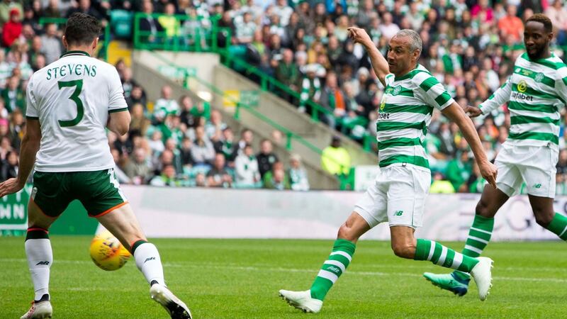 Celtic legend Henrik Larsson once again graced Parkhead during the match against a Republic of Ireland side. Photograph: Jeff Holmes/PA Wire