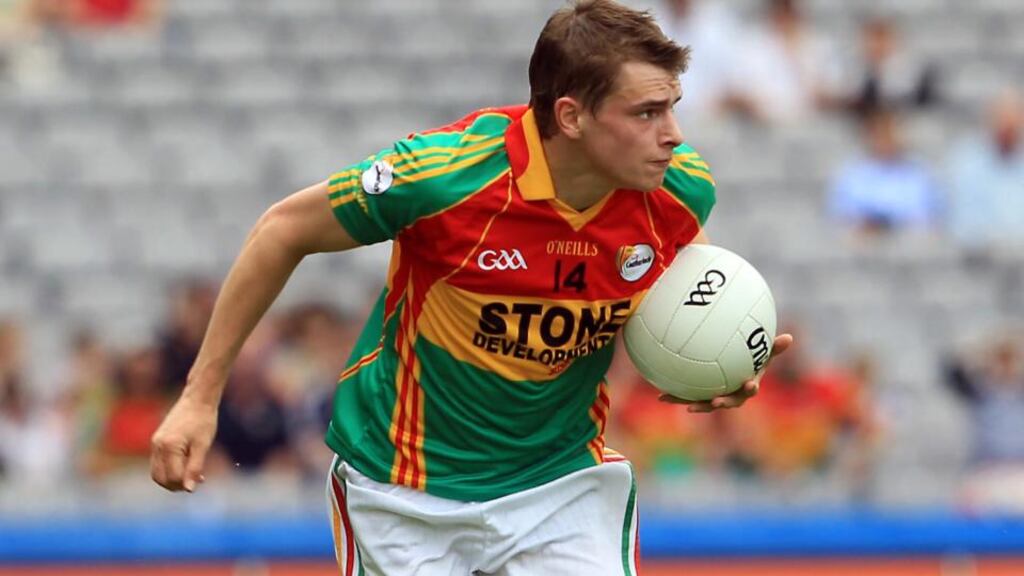 Carlow’s Seán Gannon: kicked three superb points from play against Waterford at  Fraher Field. Photograph: Inpho