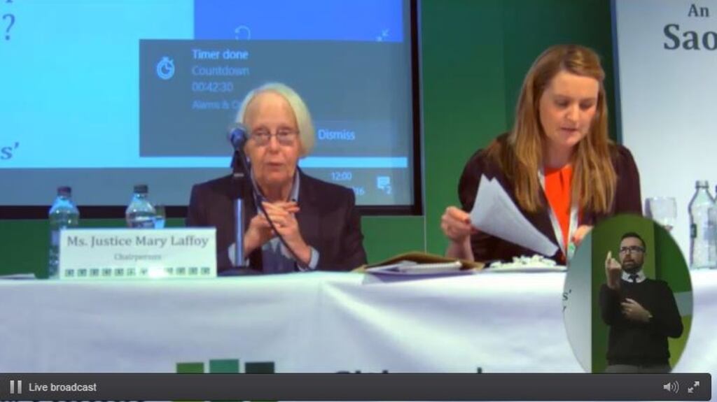 A screengrab from Saturday’s meeting of the Citizens’ Assembly in Malahide, Co Dublin