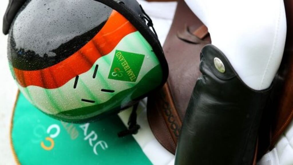 Crowning a great weekend for his breeders, Frank and Laura Glynn of Rolestown, Co Dublin, the Ger O’Neill-ridden Killossery Kaiden produced the only double clear of the competition when landing the six-year-old crown for KM Sport Horses. Photograph: Ryan Byrne