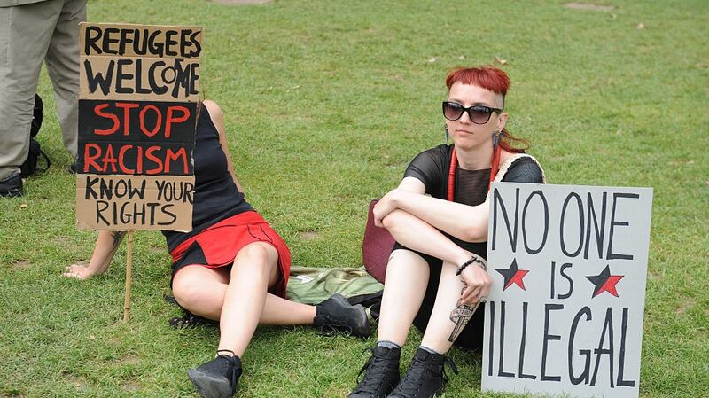 Protesting for EU citizens rights' outside Westminster