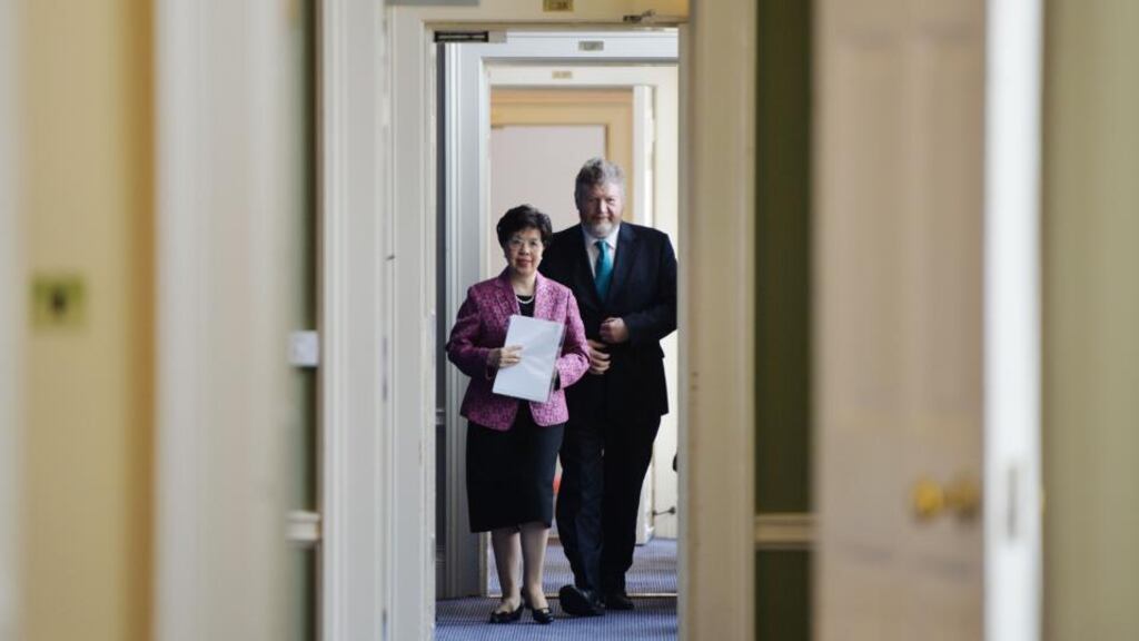 Dr Margaret Chan, director general of the World Health Organisation, and Minister for Health James Reilly attending the first Healthy Ireland Council meeting in Dublin Castle. Photograph: Alan Betson