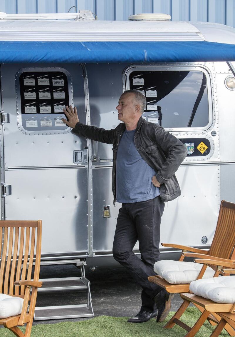 Tom Hanks outside his Airstream trailer. Photograph: Bonhams