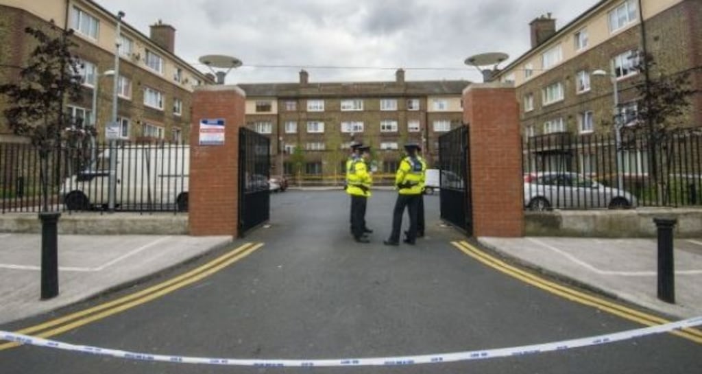 Gardaí outside Avondale House flats on North Cumberland Street in Dublin after Gareth Hutch was shot dead on May 24th, 2016. File photograph: Brenda Fitzsimons/The Irish Times