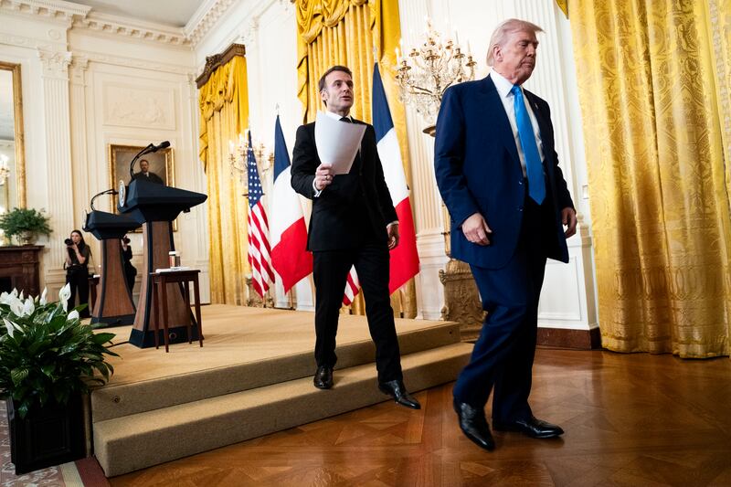 French president Emmanuel Macron and US president Donald Trump. Photograph: Doug Mills/New York Times