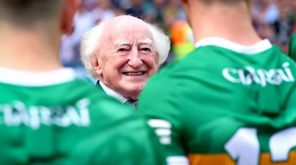 President Michael D Higgins meets the Kerry team before the 2022 All-Ireland football final: some players prepare for the pre-match ritual more comprehensively than others. Photograph: Ryan Byrne/Inpho