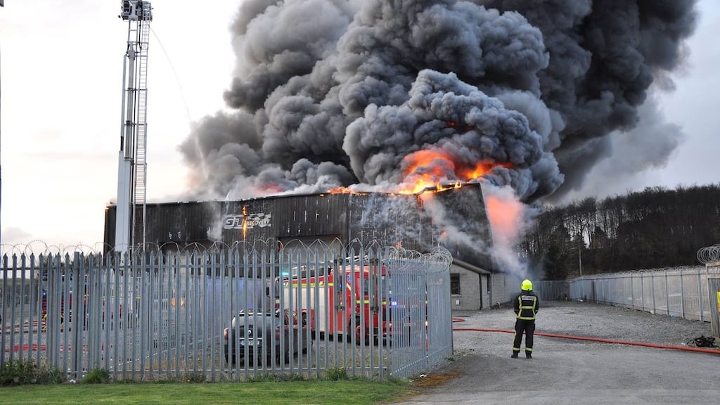 Fire fighters at the scene in Haggardstown. Photograph: Pat O’Keeffe/Fire Ireland