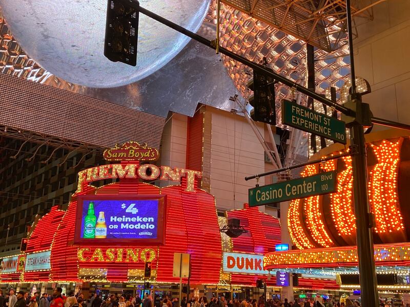 Fremont Street is a six-block, pedestrian-only blaze of colour