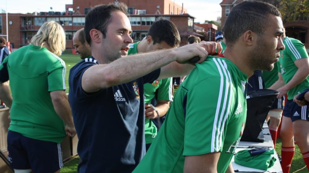 Simon Zebo gets a GPS unit inserted in the pouch in his training jersey