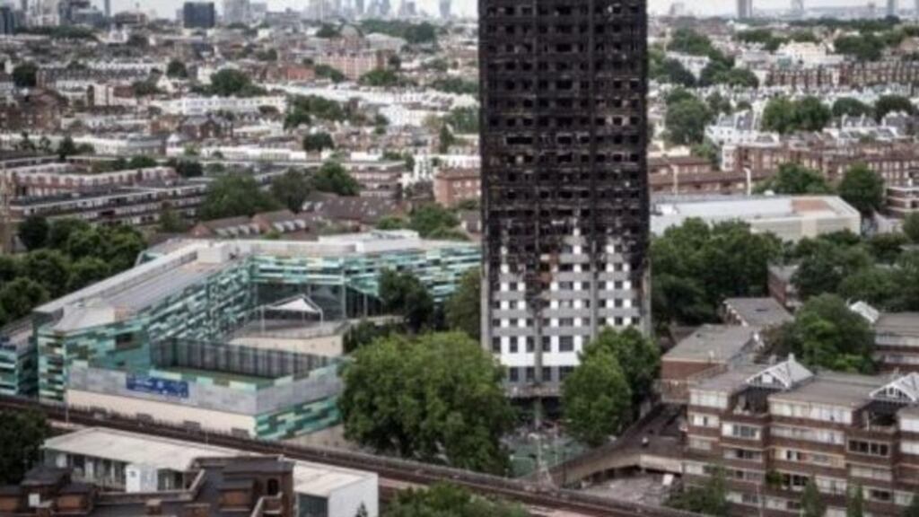 The burned remains of Grenfell Tower after the June 2017 fire which claimed 72 lives. Photograph: Carl Court/Getty Images