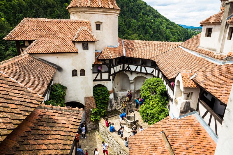 The courtyard of the Bran Castle, Bran, in Transylvania, Romania. Photograph: Getty