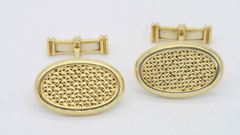 18kt gold cufflinks by Dunhill, €1,450, JW Weldon, Clarendon Street,