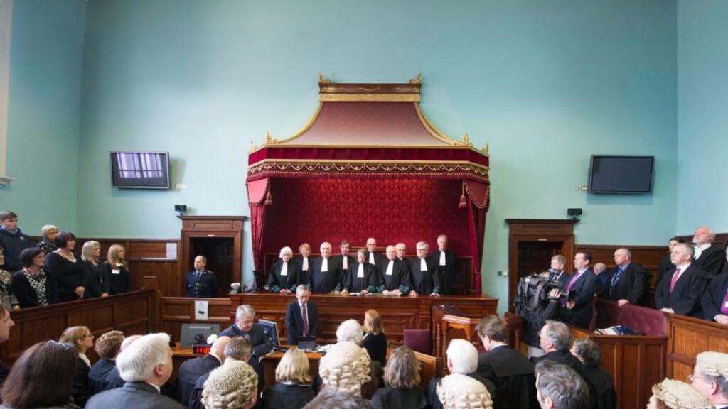 Chief Justice Susan Denham adresses the court as for the first time the Supreme Court sat outside of Dublin. Photograph: Provision