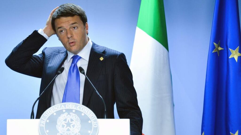 Italian prime minister Matteo Renzi at a press conference yesterday at the end of the EU summit in Brussels. Photograph: EPA/Stephanie Lecocq