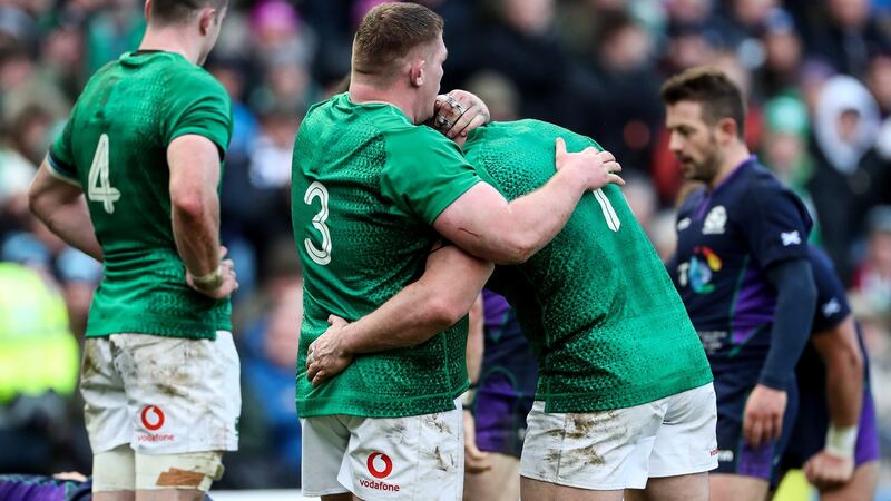 Ireland props Tadhg Furlong and Cian Healy. Photograph: Billy Stickland/Inpho