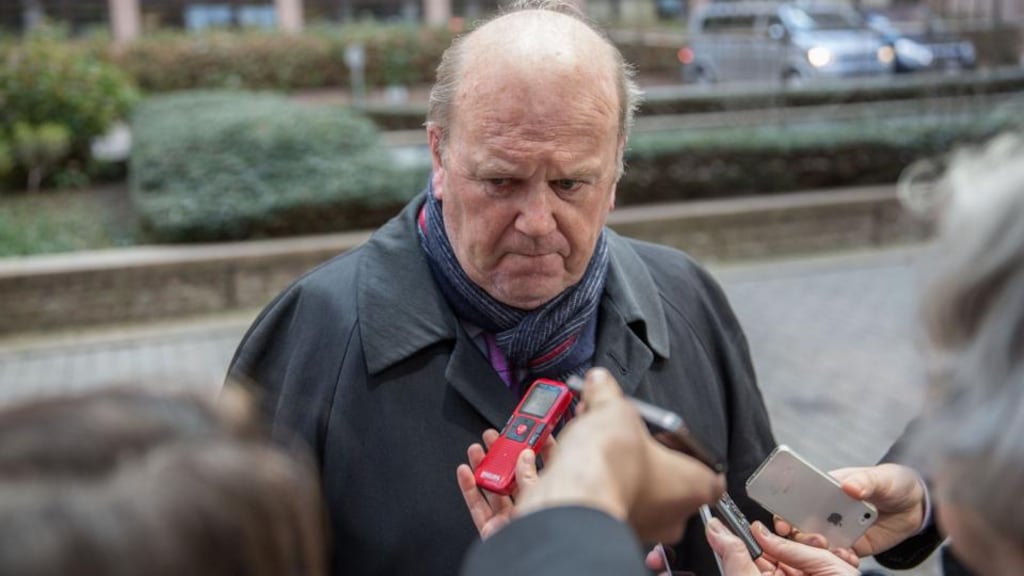 Finance Minister Michael Noonan attending the Eurogroup meeting of EU euro zone finance ministers in Brussels. Photo by Peter Cavanagh