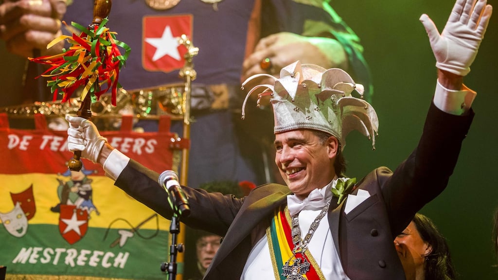 Roel Akkermans is proclaimed the City Prince of Maastricht by the local carnival association. Photograph: Marcel Van Hoorn/EPA