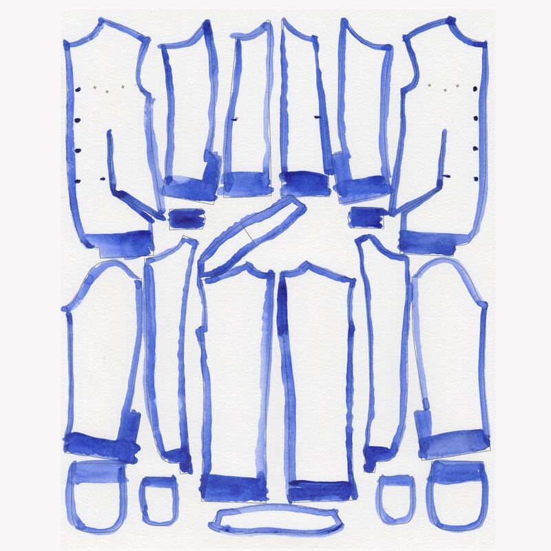 Colomba Leddi, Panel in blue, digital print on cotton