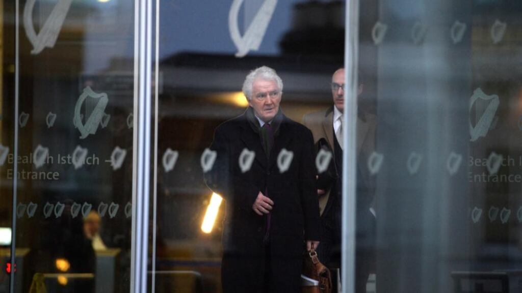 Sean FitzPatrick leaves the court following the opening day of the trial of three former Anglo Irish Bank executives. Photograph: Dara Mac Dónail