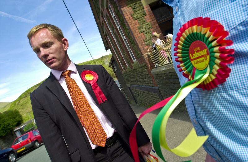 Chris Bryant campaigns during the 2001 general election.
