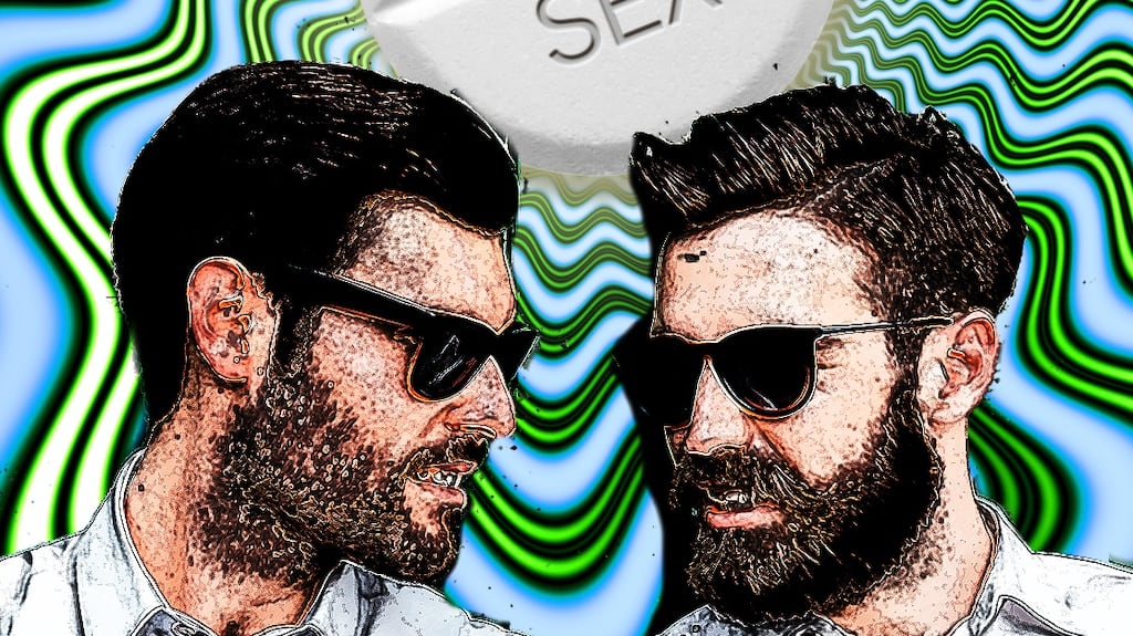 Chemsex typically involves use of illegal psychoactive substances, with multiple partners having sex. Illustration: Paul Scott