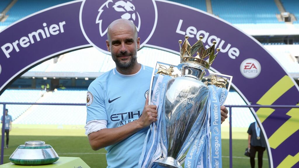 Pep Guardiola has signed a two-year extension with Manchester City. Photograph: Martin Rickett/PA