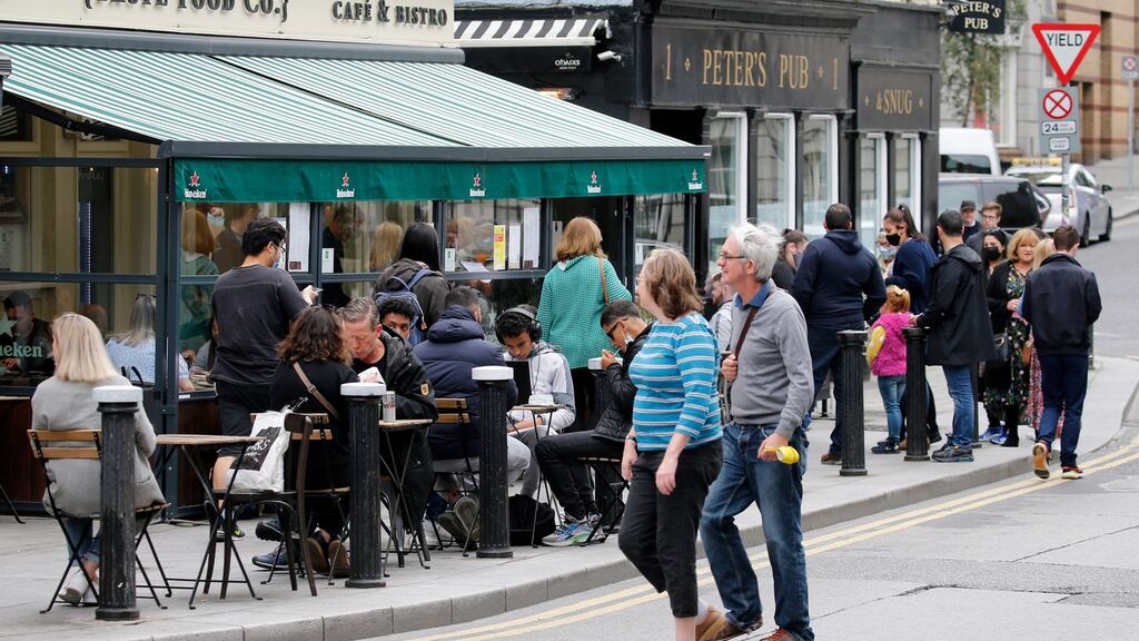 Outdoor dining on South William Street in Dublin last September. File photograph: Crispin Rodwell