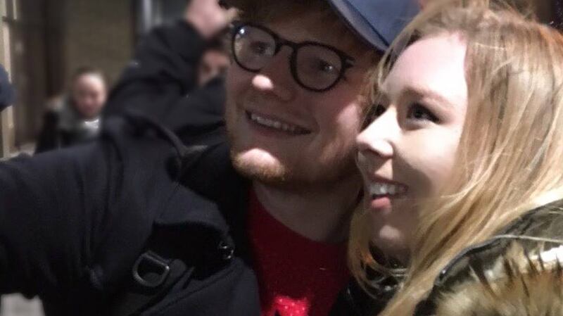 Ed Sheeran with Siobhan Jones-Evans: she has travelled the globe with other superfans to watch Sheeran perform, from New York and Dubai to Paris and London