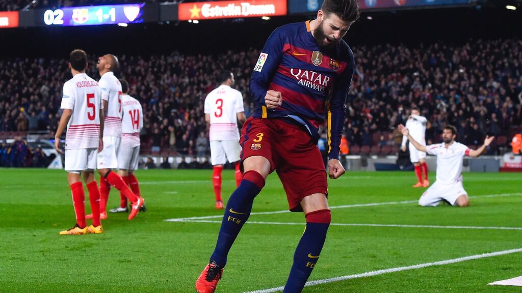 Gerard Pique: “My love for Manchester United is too great for me to sign for City, even though Pep is a great coach.” Photograph: Getty