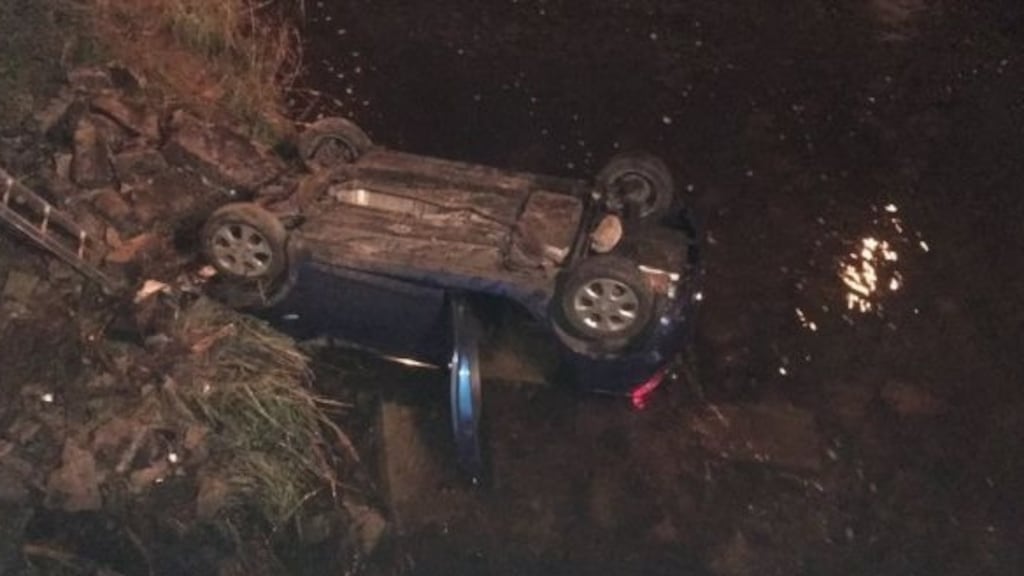 A car lies in the River Liffey at Celbridge, Co Kildare, last April. Photograph: Tallaght Ambulance via Twitter