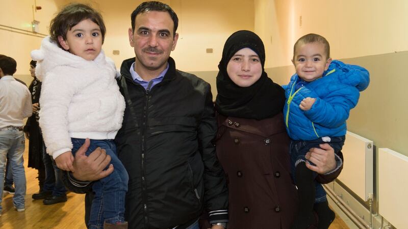 Marwan Al Saleem and his wife Majdolin Al Suliman with their children at an intercultural evening in Monasterevin, Co Kildare. File photograph: Dara Mac Dónaill/The Irish Times