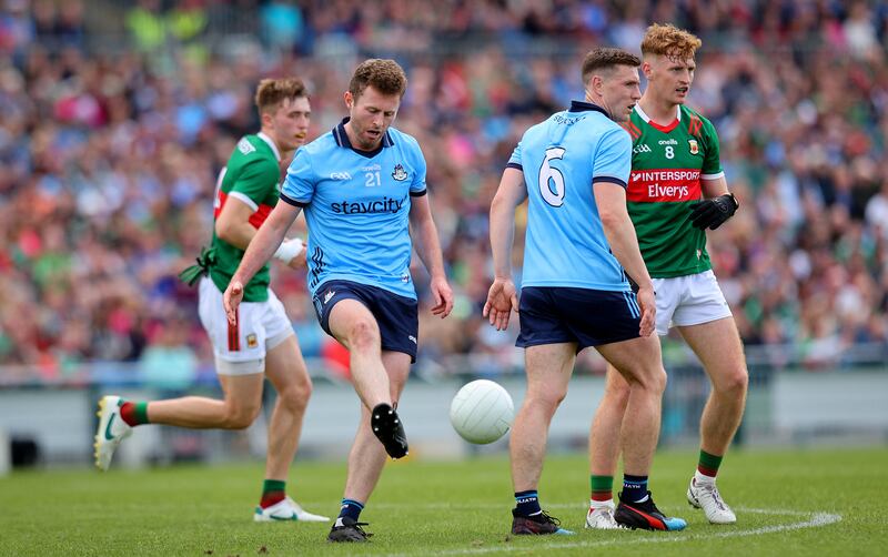 Jack McCaffrey: played a pivotal role as Dublin delved into their bag of tricks to deny Mayo with a last-gasp equaliser at Dr. Hyde Park, Roscommon. Photograph: Ryan Byrne/Inpho