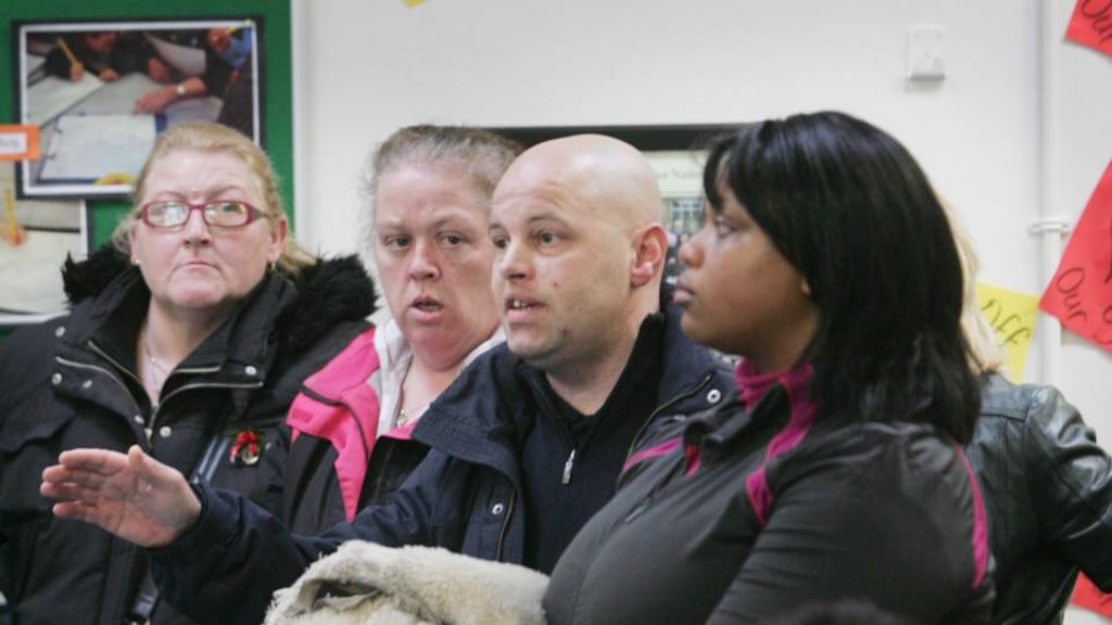 Parents express opposition to proposed cuts  at a Deis school in Darndale in 2012. Photograph: Alan Betson