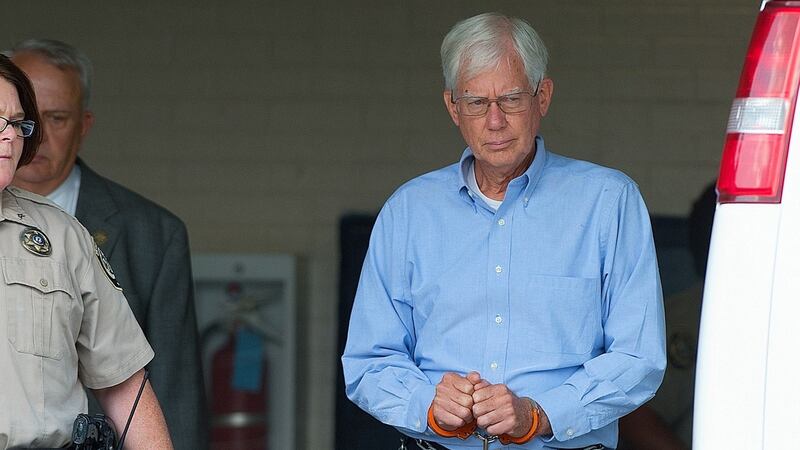 Thomas Martens is led to a waiting van for transport to prison on Wednesday afternoon. Photograph: Donnie Roberts/The Dispatch