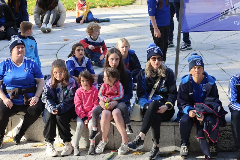 Members and supporters of Sporting Liberties protest outside the Dublin City Council's Civic Offices on Saturday. Photograph: Dara Mac Dónaill