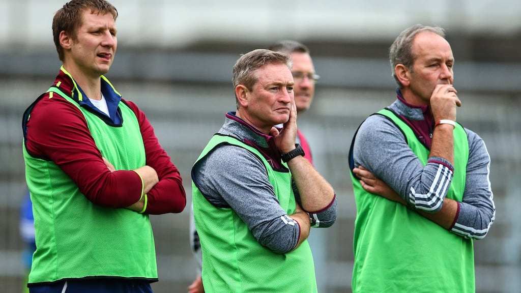 Johnny Kelly (second left) will take the reins at Offaly. Photograph: Cathal Noonan/Inpho