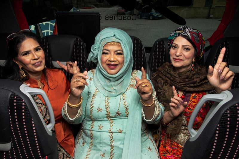 Auntie Ghazala, Auntie Tahera, Auntie Rubina in The Aunties. Photograph: Tim Smith/Clockwork Films/BBC