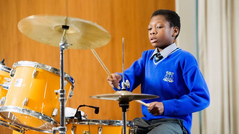 Drummer Jewel Katebe from the North Mon School, Cork city. Photograph: Daragh Mc Sweeney/Provision