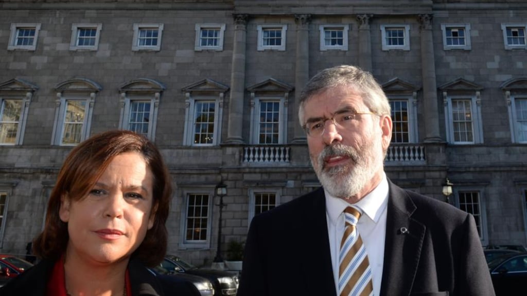 Sinn Féin’s Mary Lou McDonald and Gerry Adams were among the party members at the January meeting with American businessmen.  Photograph: Dara Mac Donaill