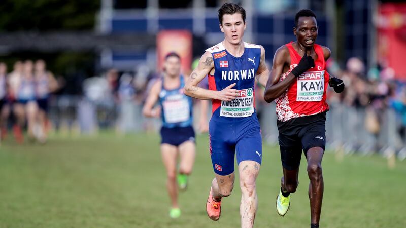 Jakob Ingebrigtsen was dominant in the men’s senior race in Abbotstown. Photograph: Morgan Treacy/Inpho