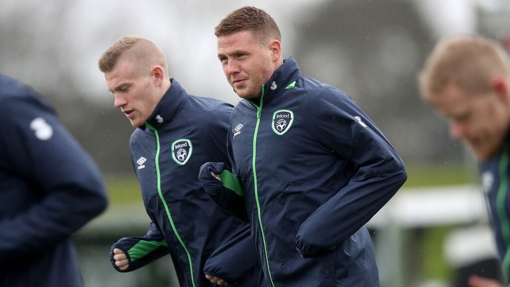 Ireland’s James McCarthy was injured in the warm-up before their World Cup qualifying clash with Wales. Photo: Ryan Byrne/Inpho