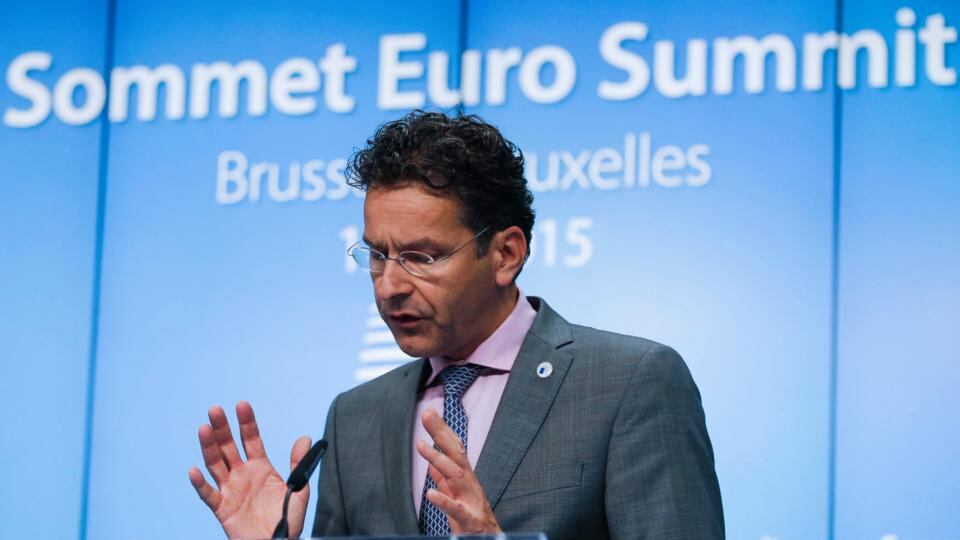 President of eurogroup Jeroen Dijsselbloem giving a final press conference at the end of euro zone leader summit on the Greek crisis. Photograph: EPA