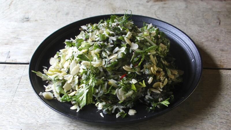 Black lentil and kale pilaf
