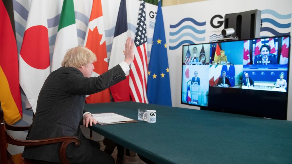 Boris Johnson, who chaired the virtual G7 meeting, said they should make sure that every country gets the vaccines they need. Photograph: Geoff Pugh, WPA Pool/Getty