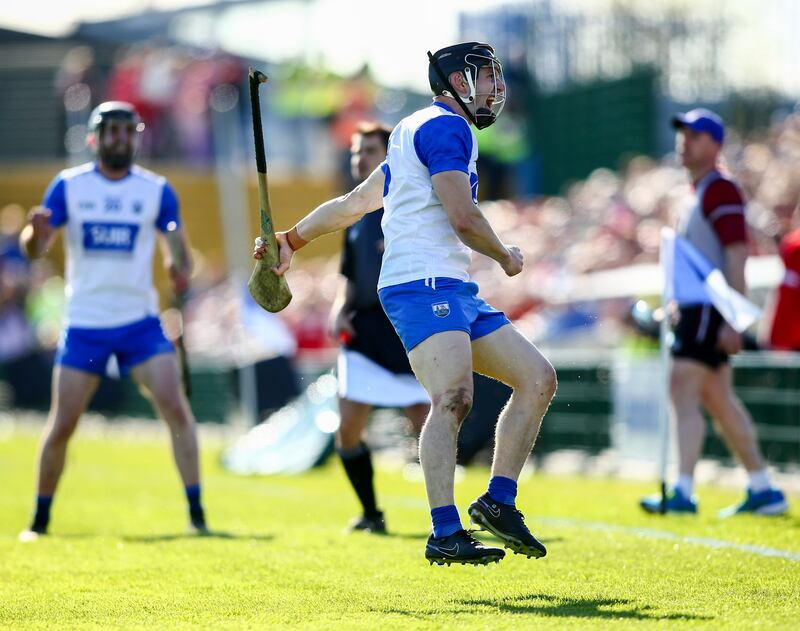 Waterford’s Jamie Barron celebrates scoring against rivals Cork.
Photograph: Ken Sutton/Inpho